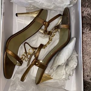 Nine West Bronze Leather Heels
